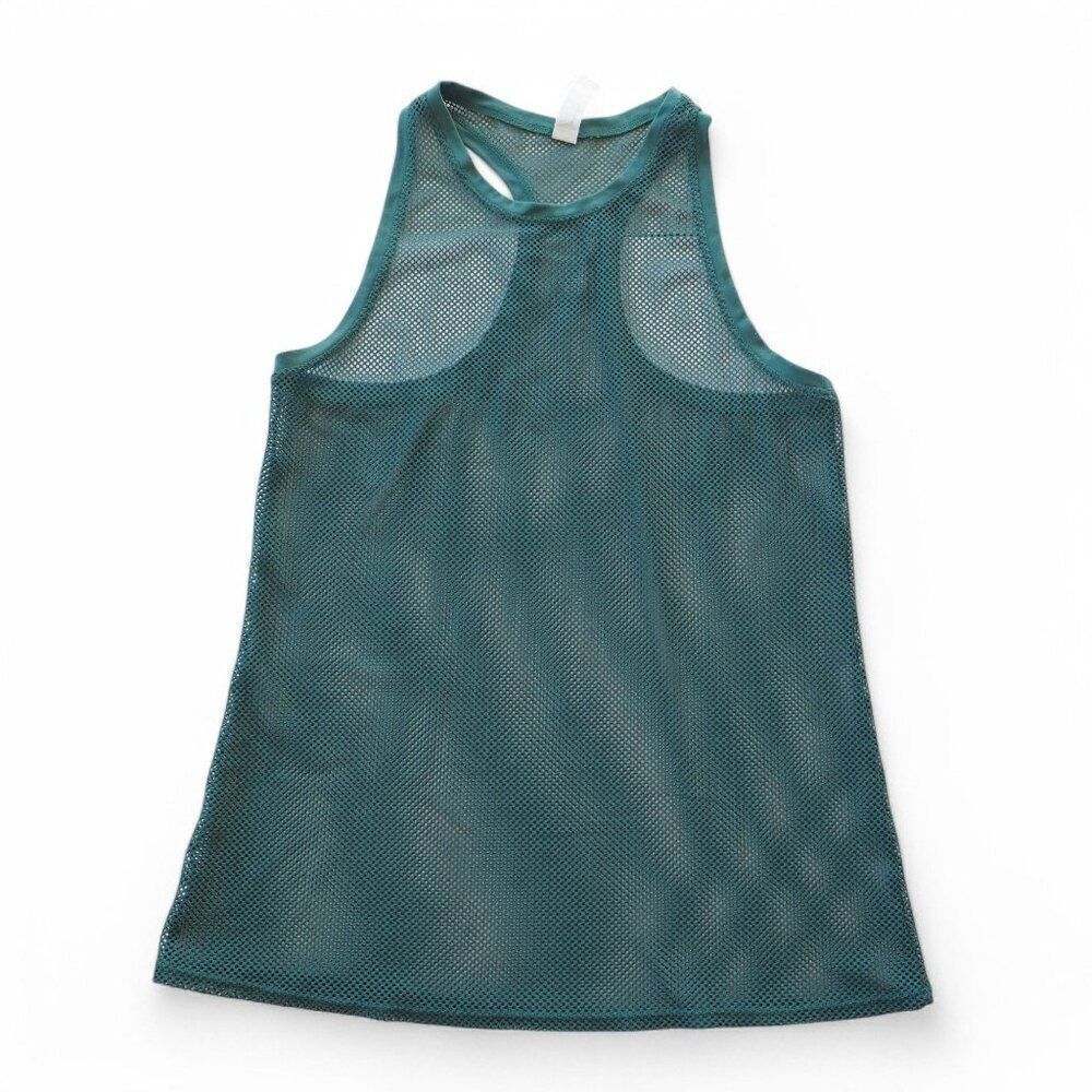 Spalding Vintage 90s Y2K Mesh Fishnet Tank‎ Top Green Women's Medium (M)